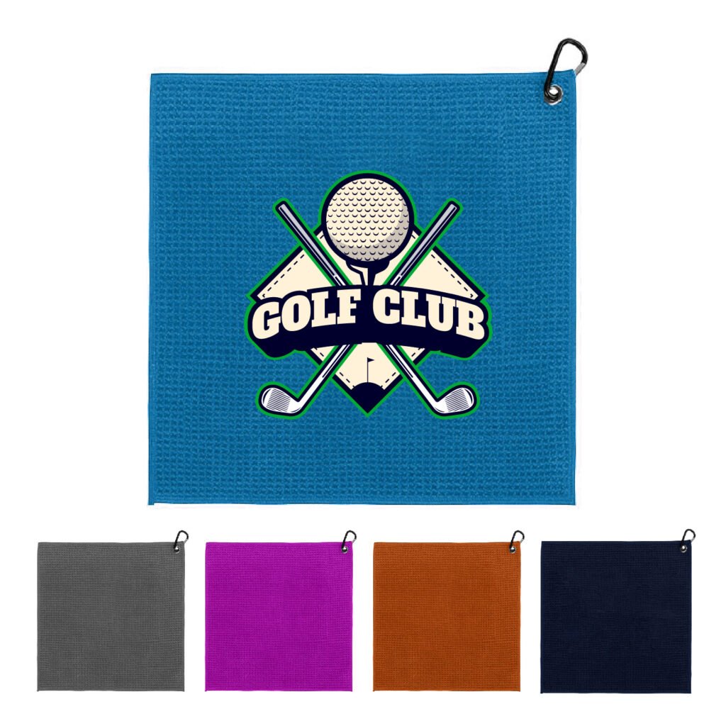 Waffle Texture Golf Towel with Carabiner