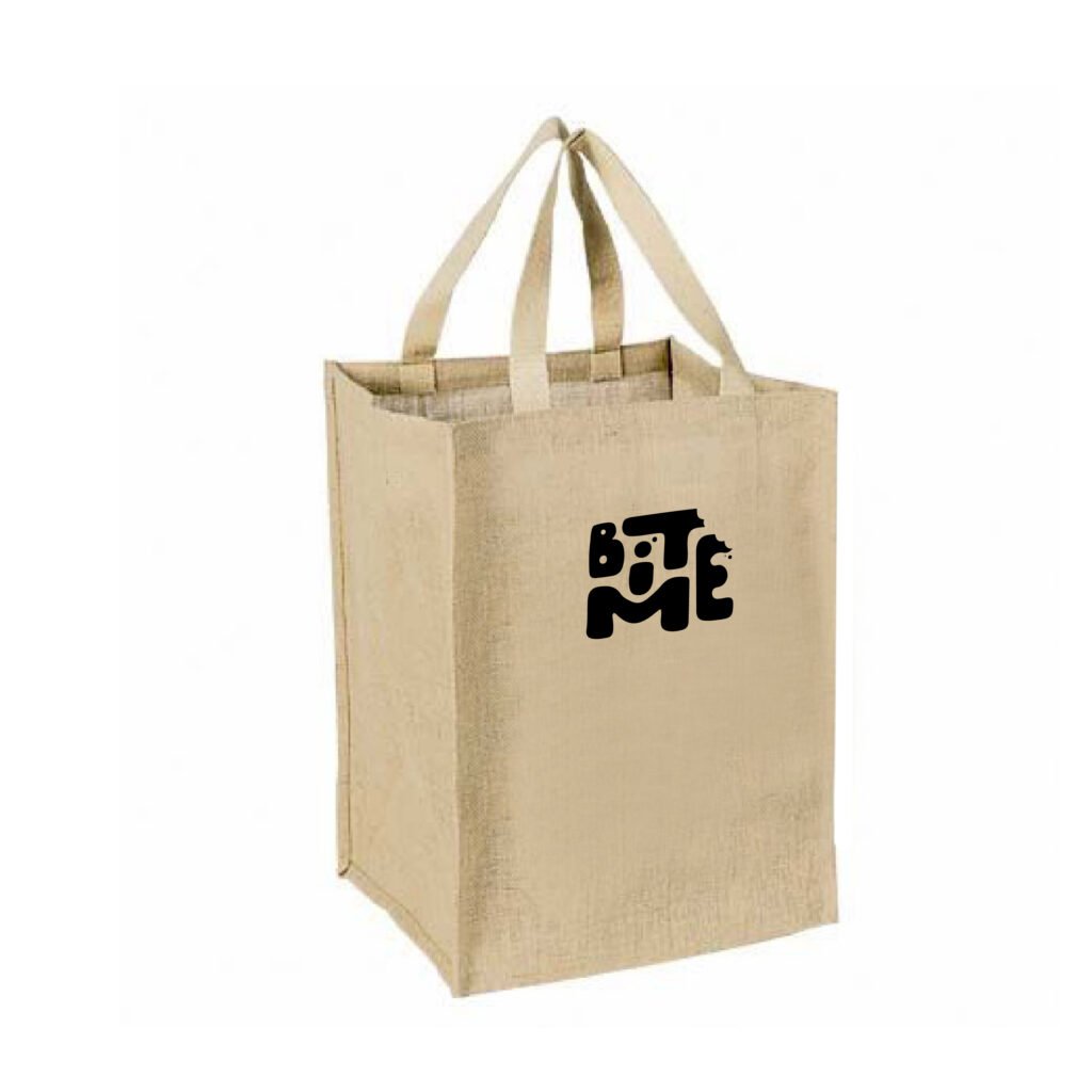 Jute Grocery Tote with Cotton Webbed Handles