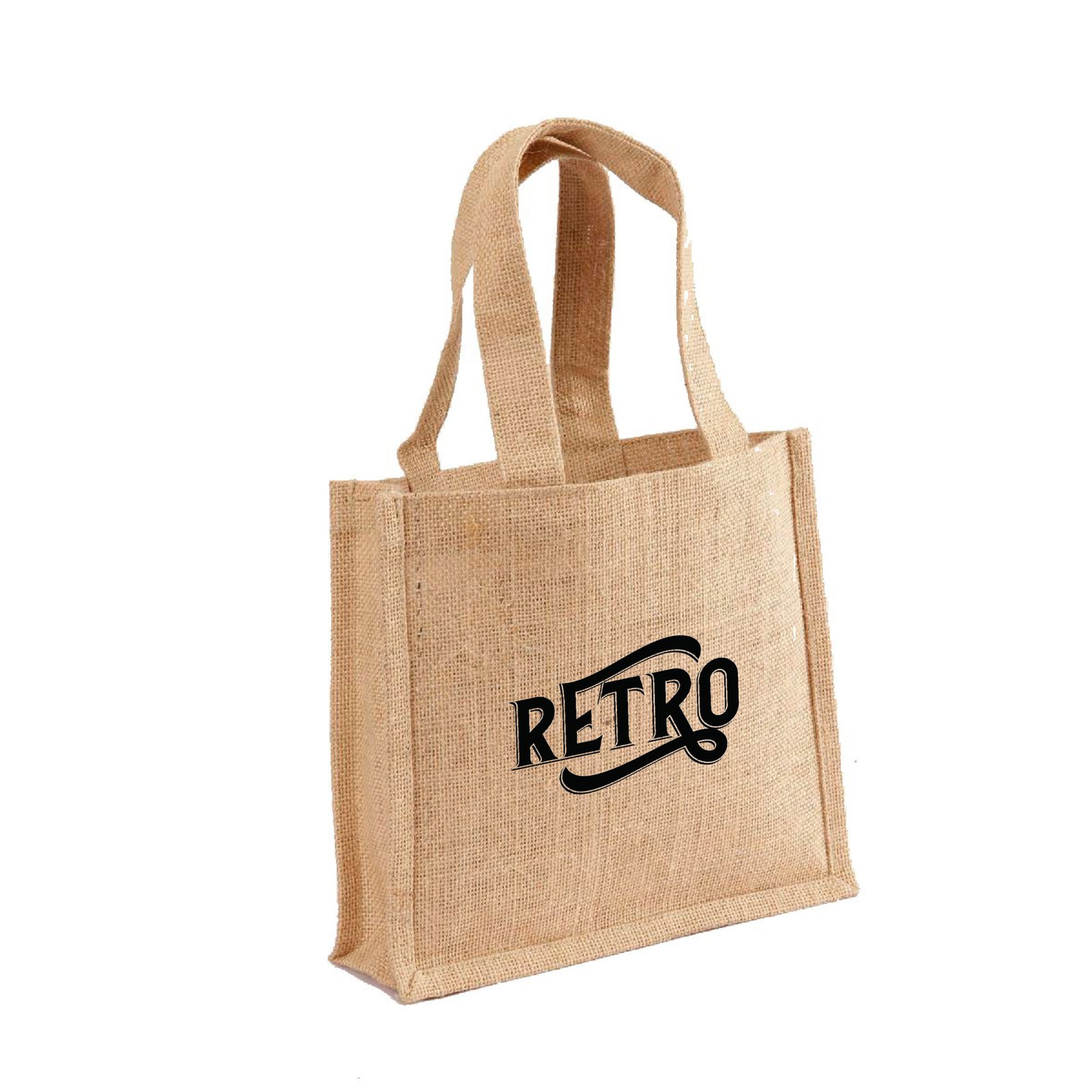 Two Tone Small Jute Gift Bag with Self Handles