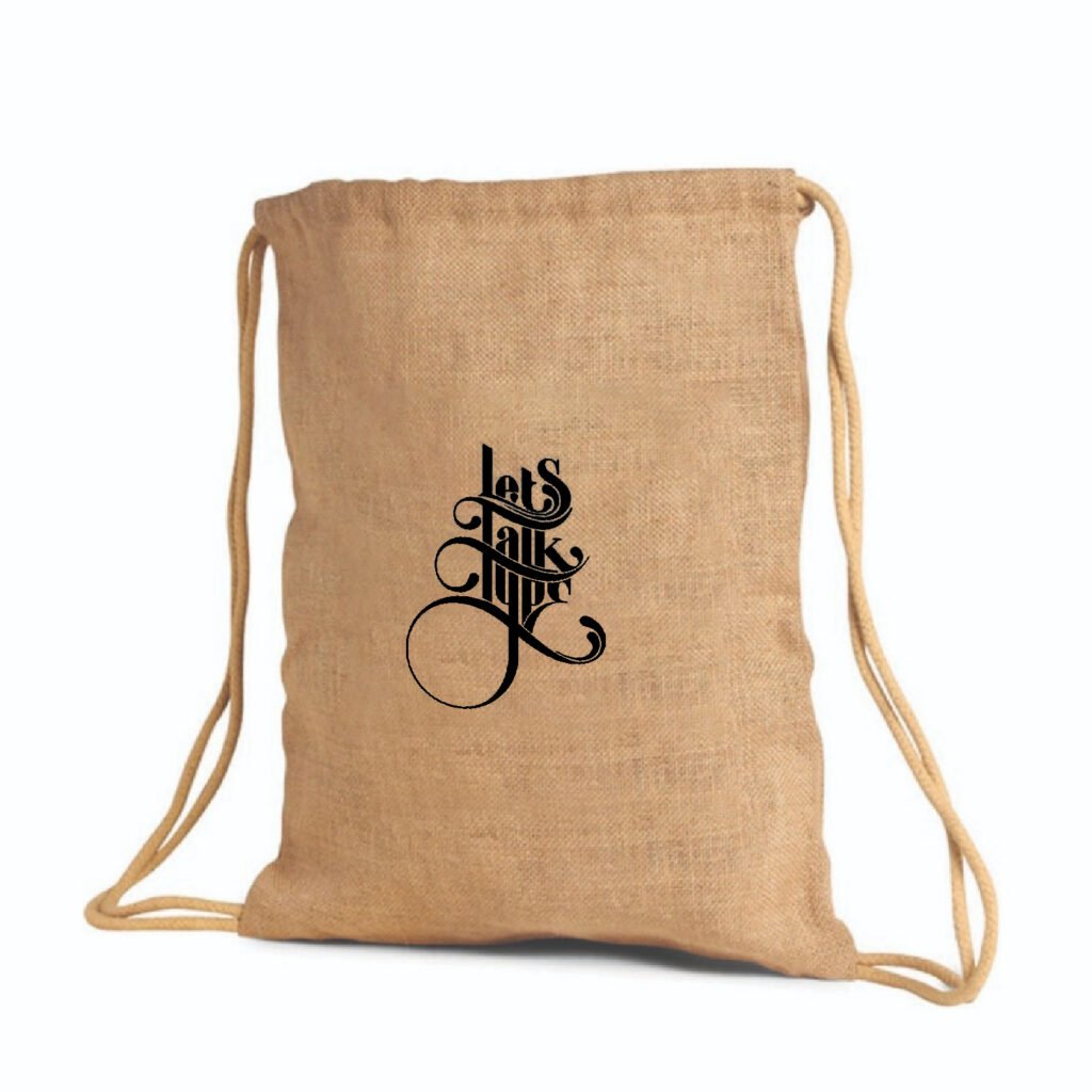 Jute / Burlap Drawstring Backpack