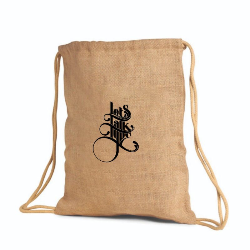 Jute / Burlap Drawstring Backpack