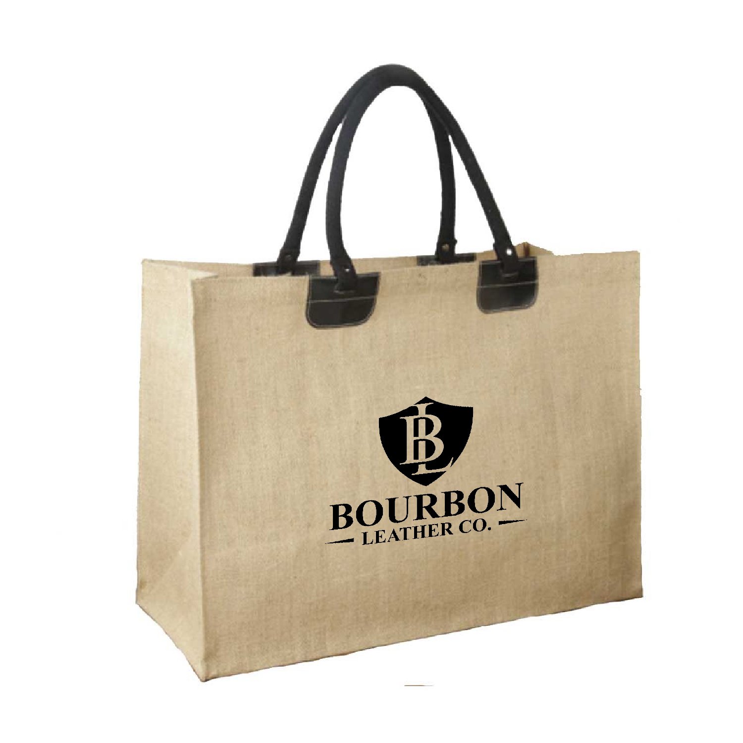 Jumbo Jute Tote with Leather Accents