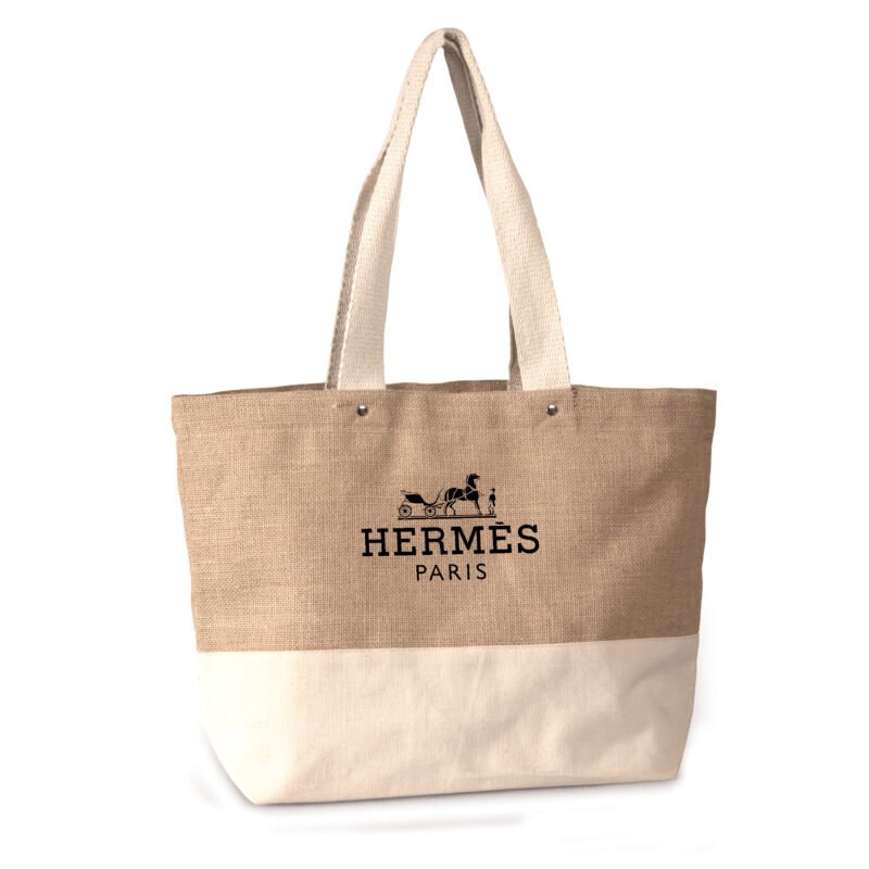 Jute and Cotton Shopping Bag with Rivets