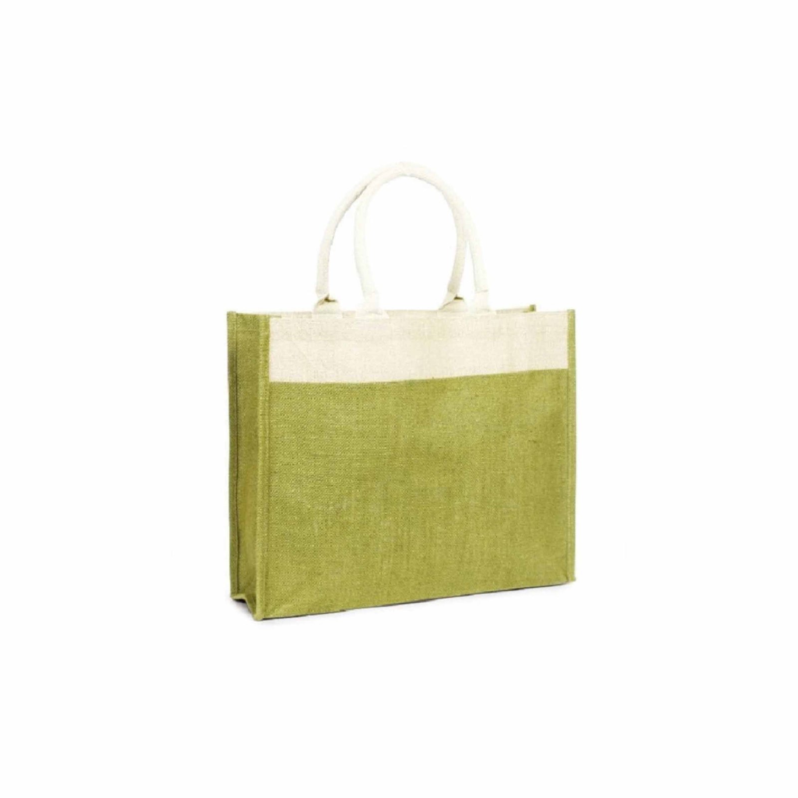 Two Tone Jute Bag with Front Pocket & Cotton Webbed Handles - Image 3
