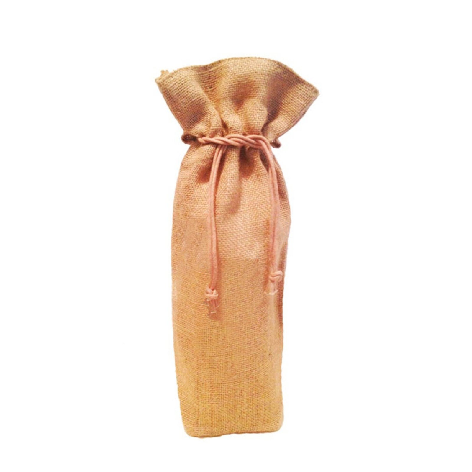 Unlaminated One Bottle Jute Drawstring Wine Sack - Image 2