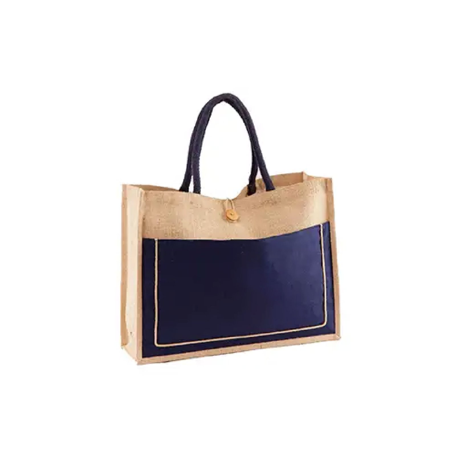 Two-Tone Jute Tote Bag with Cotton Webbed Handles - Image 4