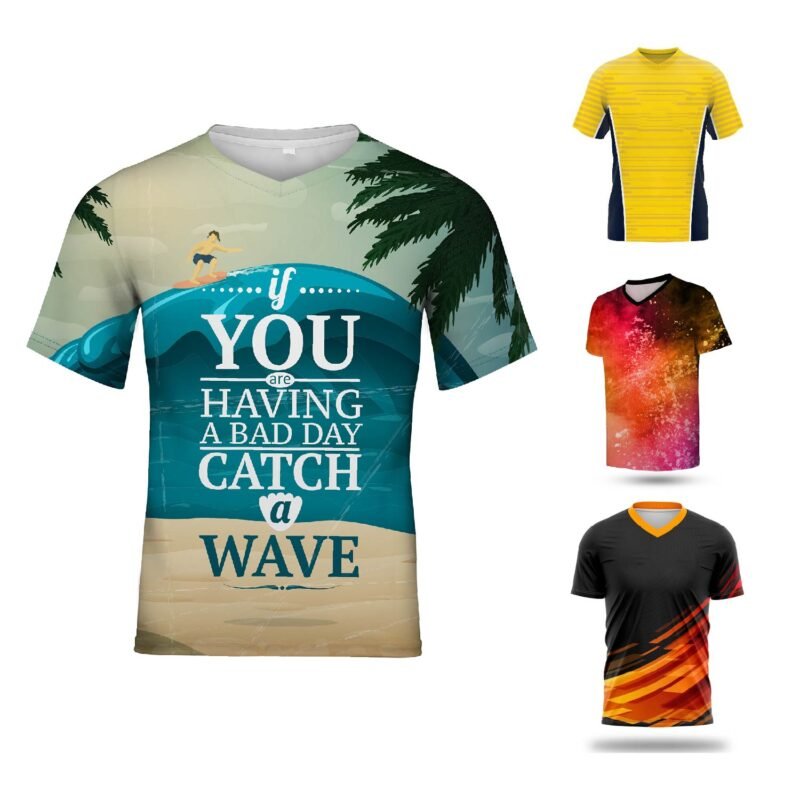 Full Color V Neck Milk Silk T-Shirt