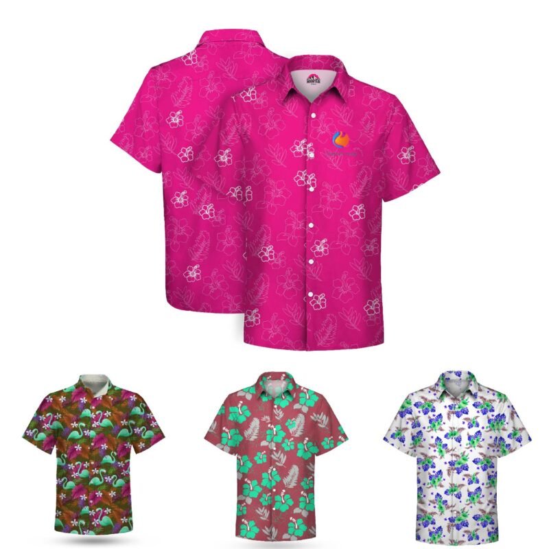 Men’s Stretch Poly Full Button Hawaiian Shirt
