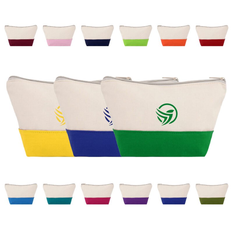 Two-Tone Zippered Canvas Pouch