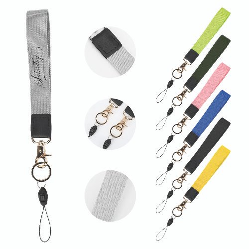 Polyester Wristband Key Lanyard with PU Clip