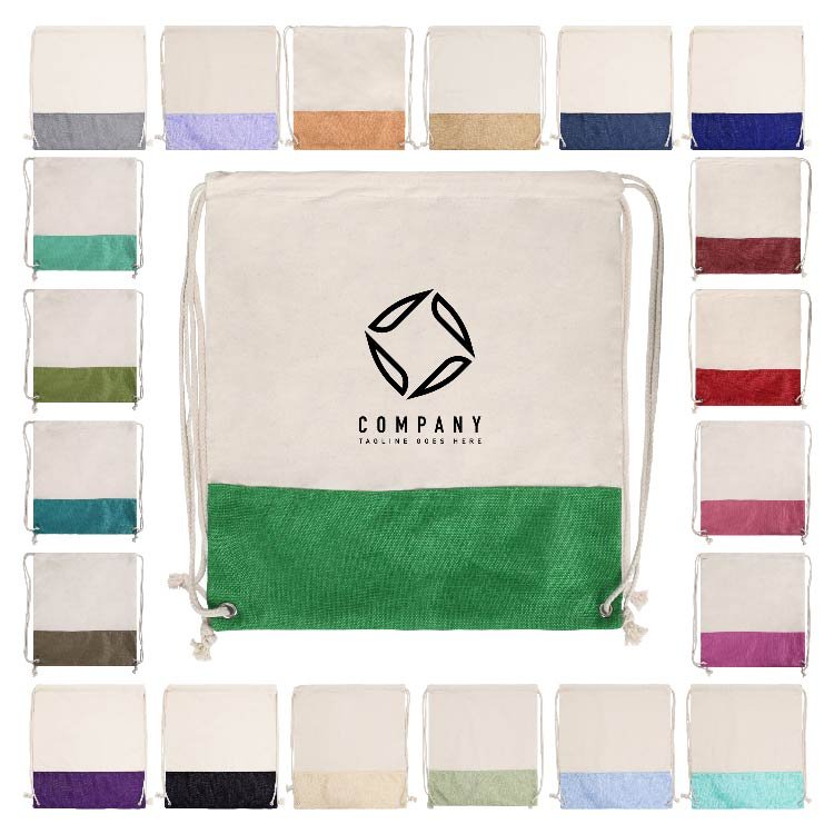 Eco Festival Cotton Burlap Drawstring Bag